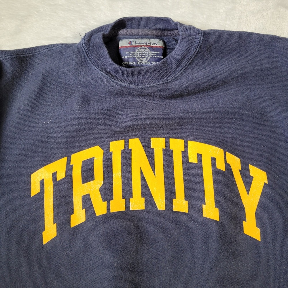 Trinity College Sweatshirt Mens Medium Navy Champion Reverse Weave Crewneck